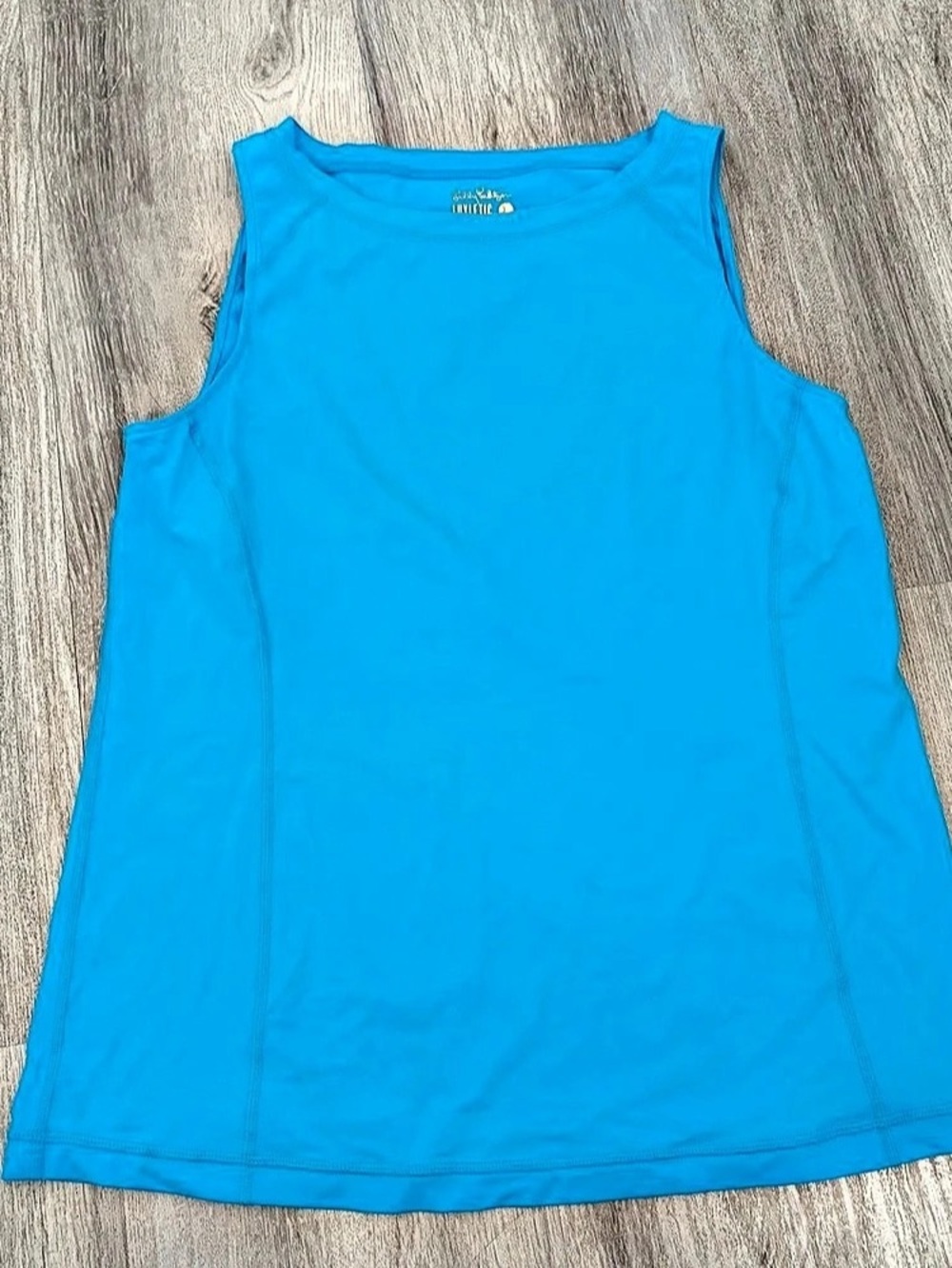 Lilly Pulitzer Luxletic Tank Top Womens Size L Blue stretch Tennis Golf Athletic